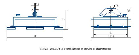 MW22 electromagnet for lifting and transporting blooming billet and girder billet